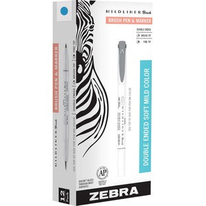 Zebra Pen Mildliner Double Ended Brush Pen Smoke Blue Dozen