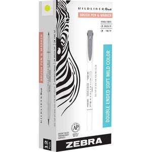 Zebra Pen Mildliner Double Ended Brush Pen Citrus Green Dozen