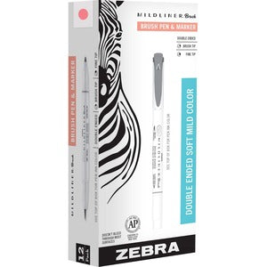 Zebra Pen Mildliner Double Ended Brush Pen Coral Pink Dozen