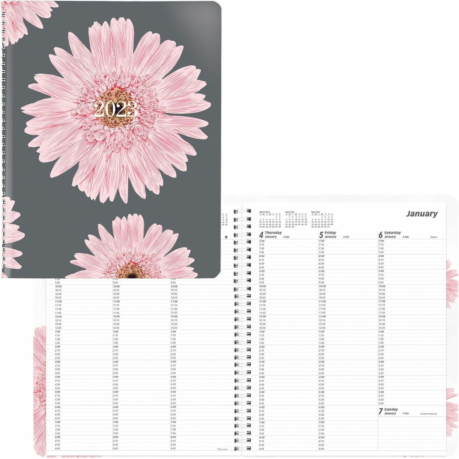 Brownline Essential Weekly Planner, Pink Daisy Design