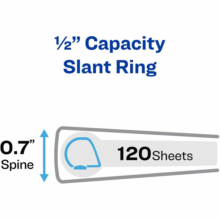 Heavy-Duty Non Stick View Binder with DuraHinge and Slant Rings, 3 Rings, 0.5" Capacity, 11 x 8.5, White, 4/Pack