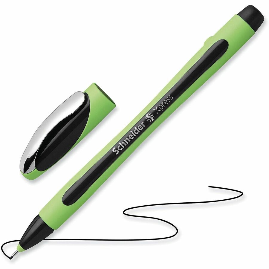 Xpress Fineliner Porous Point Pen, Stick, Medium 0.8 mm, Assorted Ink Colors, Green Barrel, 3/Pack