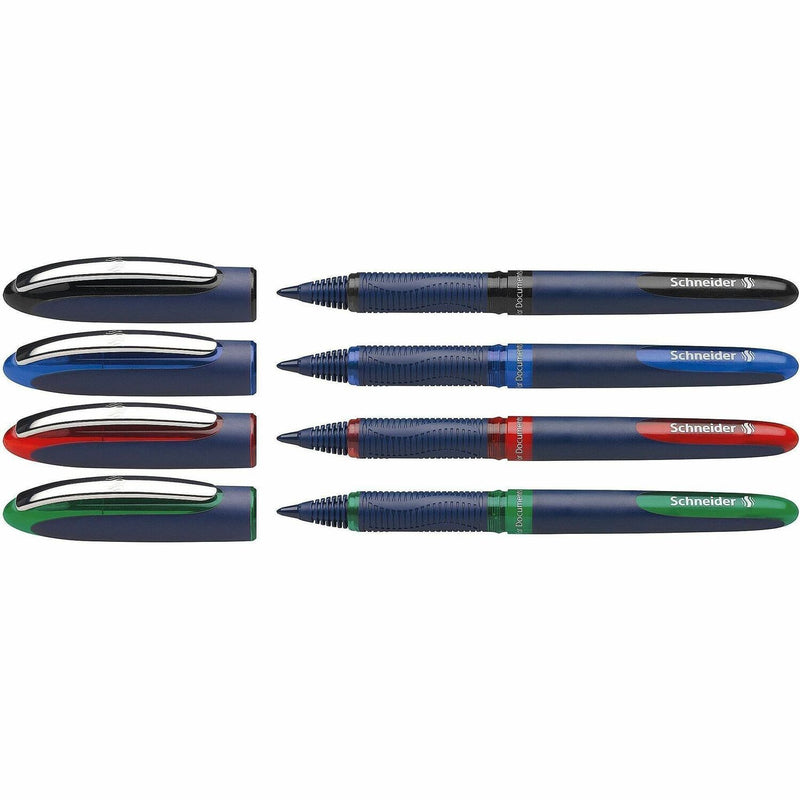 One Business Rollerball Pen, Stick, Fine 0.6 mm, Assorted Ink and Barrel Colors, 4/Pack