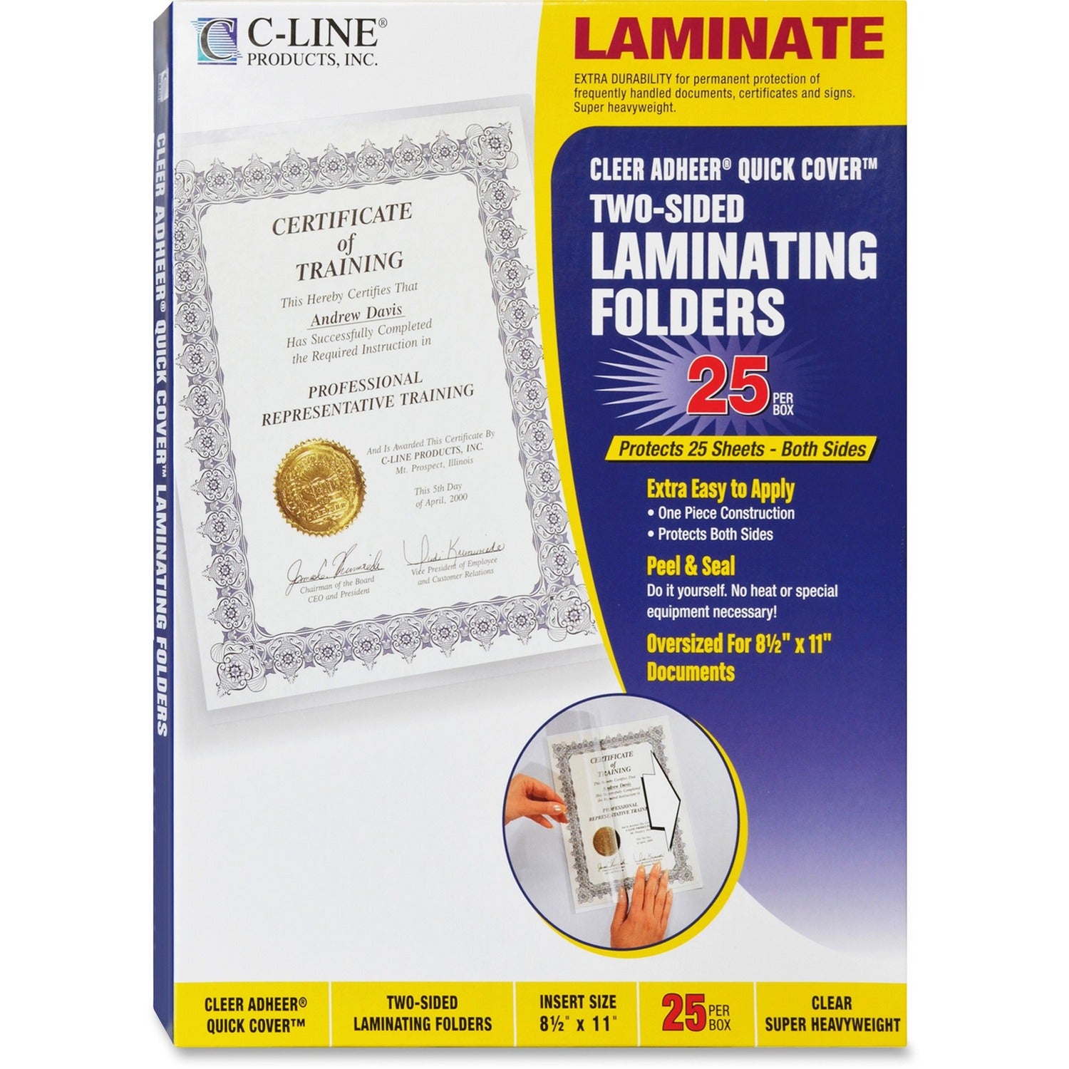 Wholesale Laminating Supplies: Discounts on C-Line Quick Cover Cleer Adheer Laminated Film Covers CLI65187