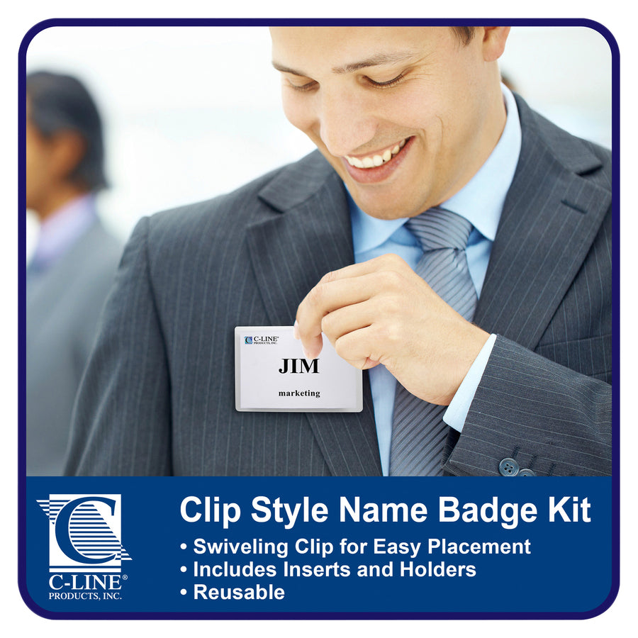 Wholesale Name Badge Holders & Kits: Discounts on C-Line Clip Style Badge Holder Kit CLI95523