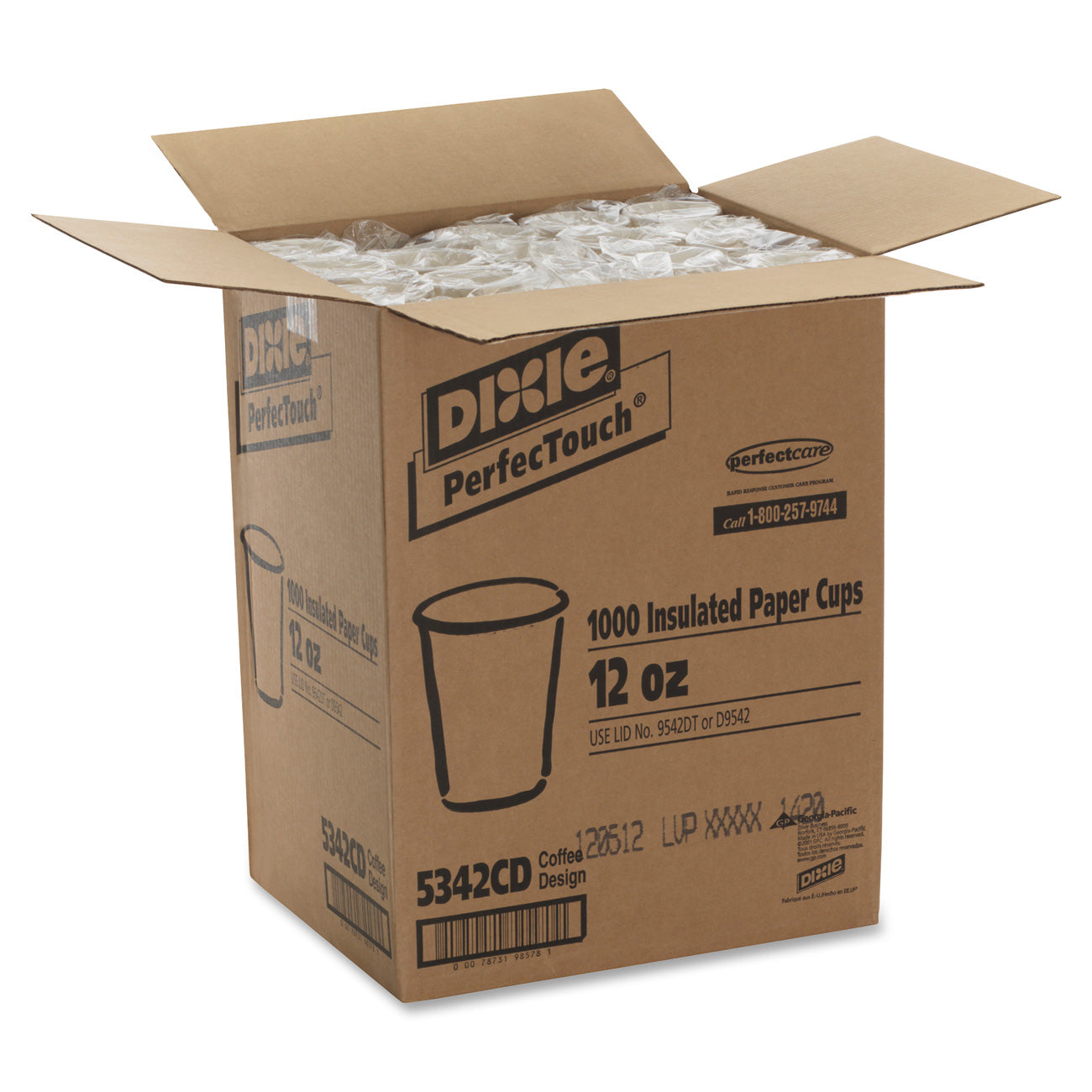 Dixie PerfecTouch 12 oz Insulated Paper Hot Coffee Cups by GP Pro