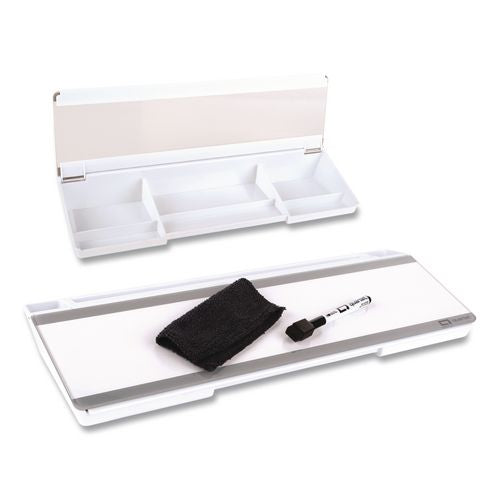 Flip-Top Glass Dry Erase Desktop Pad, 18 x 6, White Surface