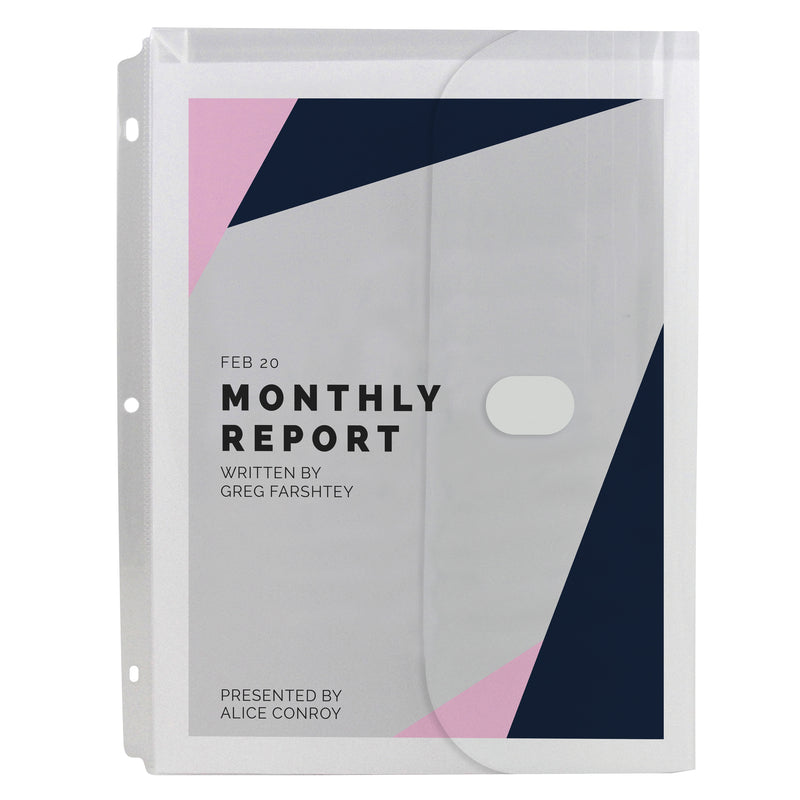 Side loading binder pocket with 1" gusset, clear, 10/PK, 12PK/BX