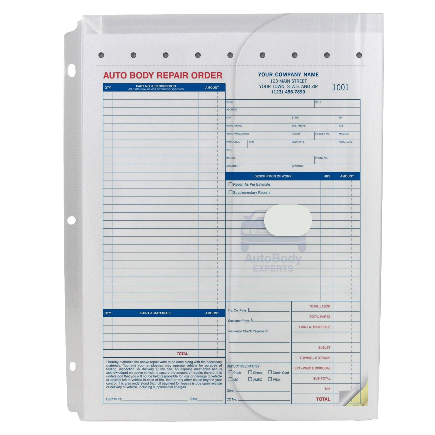 Side loading binder pocket with 1" gusset, clear, 10/PK, 12PK/BX