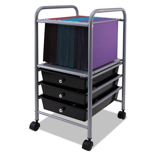 Slim Profile Mobile File Cart, 13w x 15 3/4d x 26 1/4h, Black/Matte Gray