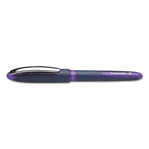 One Business Roller Ball Pen, Stick, Fine 0.6 mm, Purple Ink, Blue Barrel, 10/Box