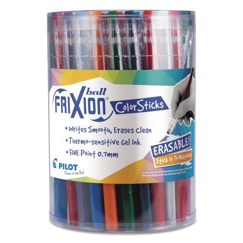FriXion ColorSticks Erasable Gel Pen, Stick, Fine 0.7 mm, Assorted Ink and Barrel Colors, 36/Pack