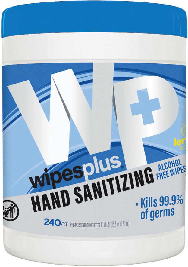 Wipesplus 240 Count Hand Sanitizing Alcohol Free Wipes, Canister 12 per case- White - 33803