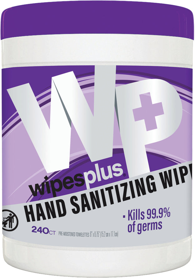 Wipesplus 240Ct Hand Sanitizing Wipes, Canister 12 per case - White - 33884