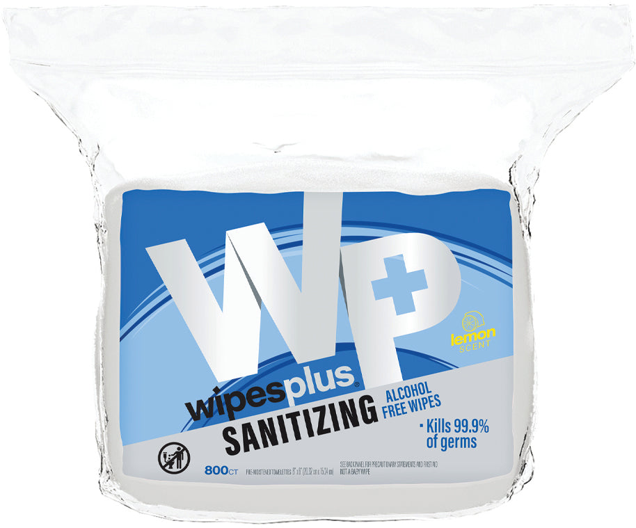 Wipesplus 800 Count Hand Sanitizing Alcohol Free Wipes, Refill Bag 4 per case - White - 37302