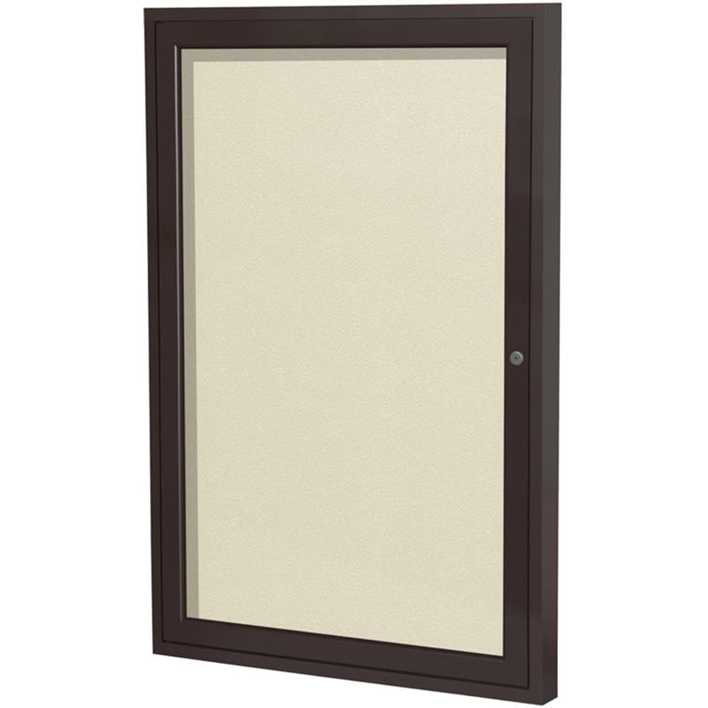 Ghent 1 Door Enclosed Vinyl Bulletin Board, Bronze Frame, 3'H x 2'W, Ivory