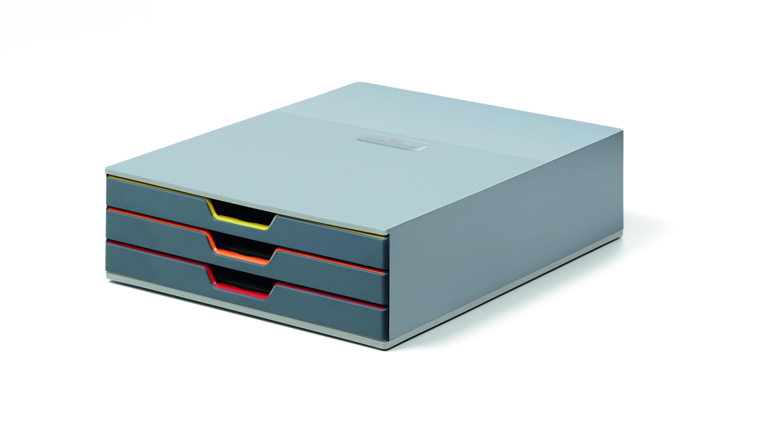 DURABLE VARICOLOR 3 Drawer Desktop Storage Box, Gray/Multicolor