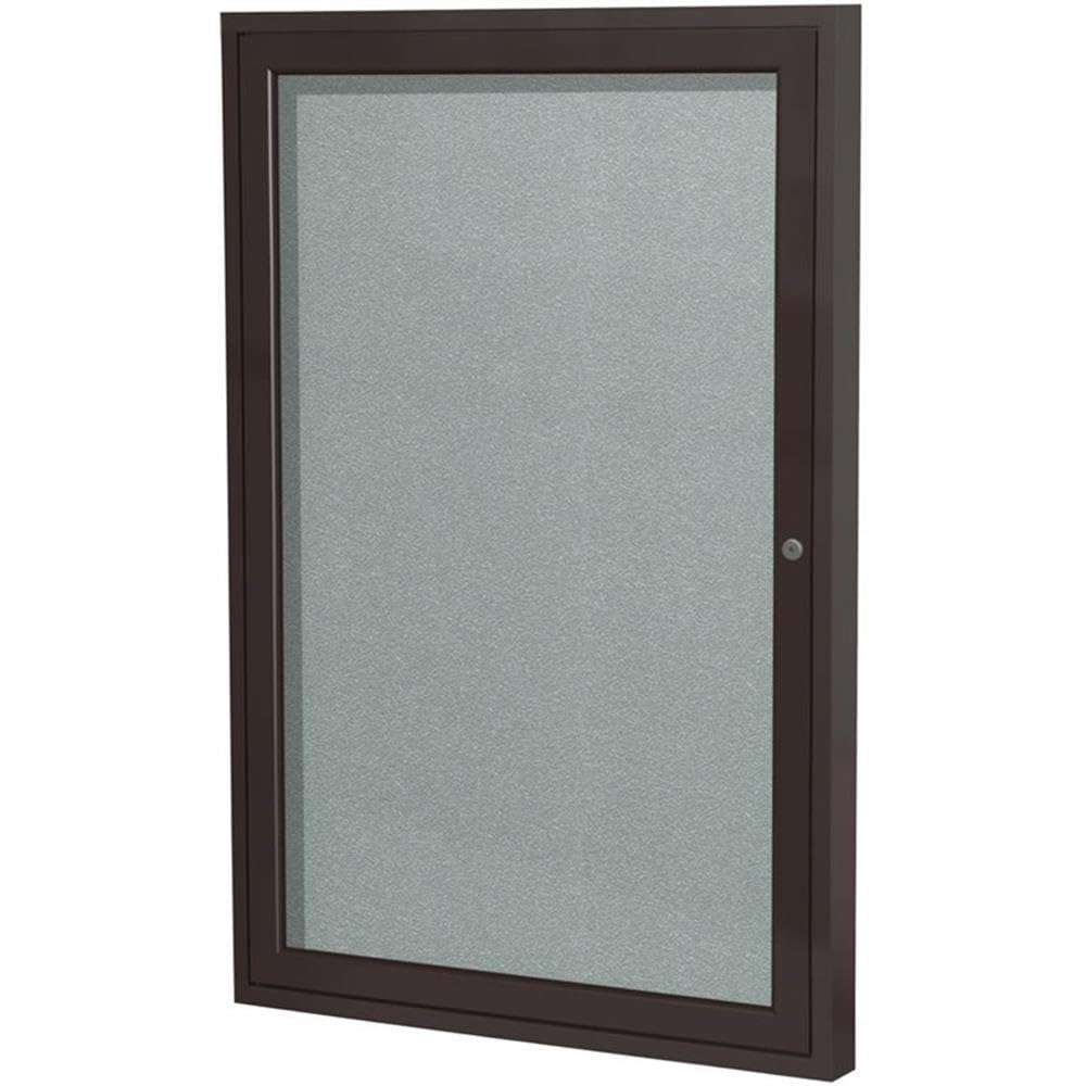 Ghent 1 Door Enclosed Vinyl Bulletin Board, Bronze Frame, 3'H x 2'W, Silver
