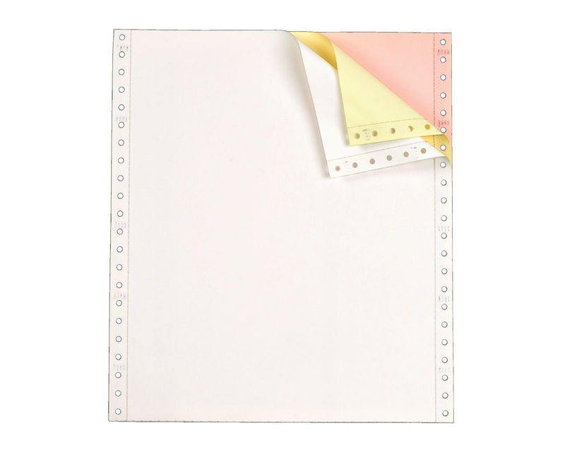 TOPS Computer Paper, white/canary/pink Ream Margin, 3-part carbonless, 15 lb, 1100 SH/CTN