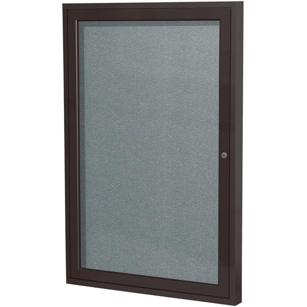 Ghent 1 Door Enclosed Vinyl Bulletin Board, Bronze Frame, 3'H x 2'W, Stone