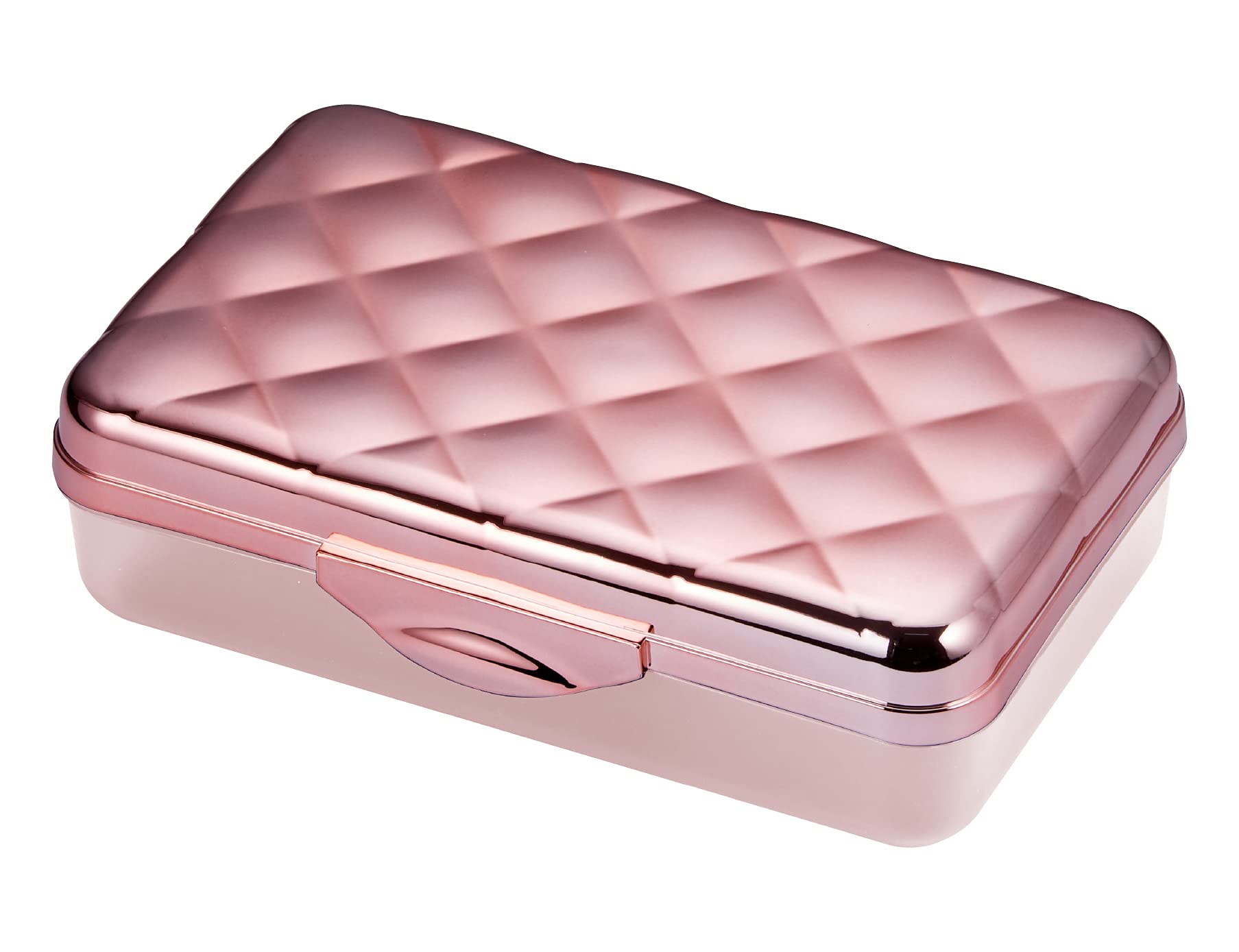 Lockermate By Bostitch Quilted Metallic Pencil Box, Rose Gold