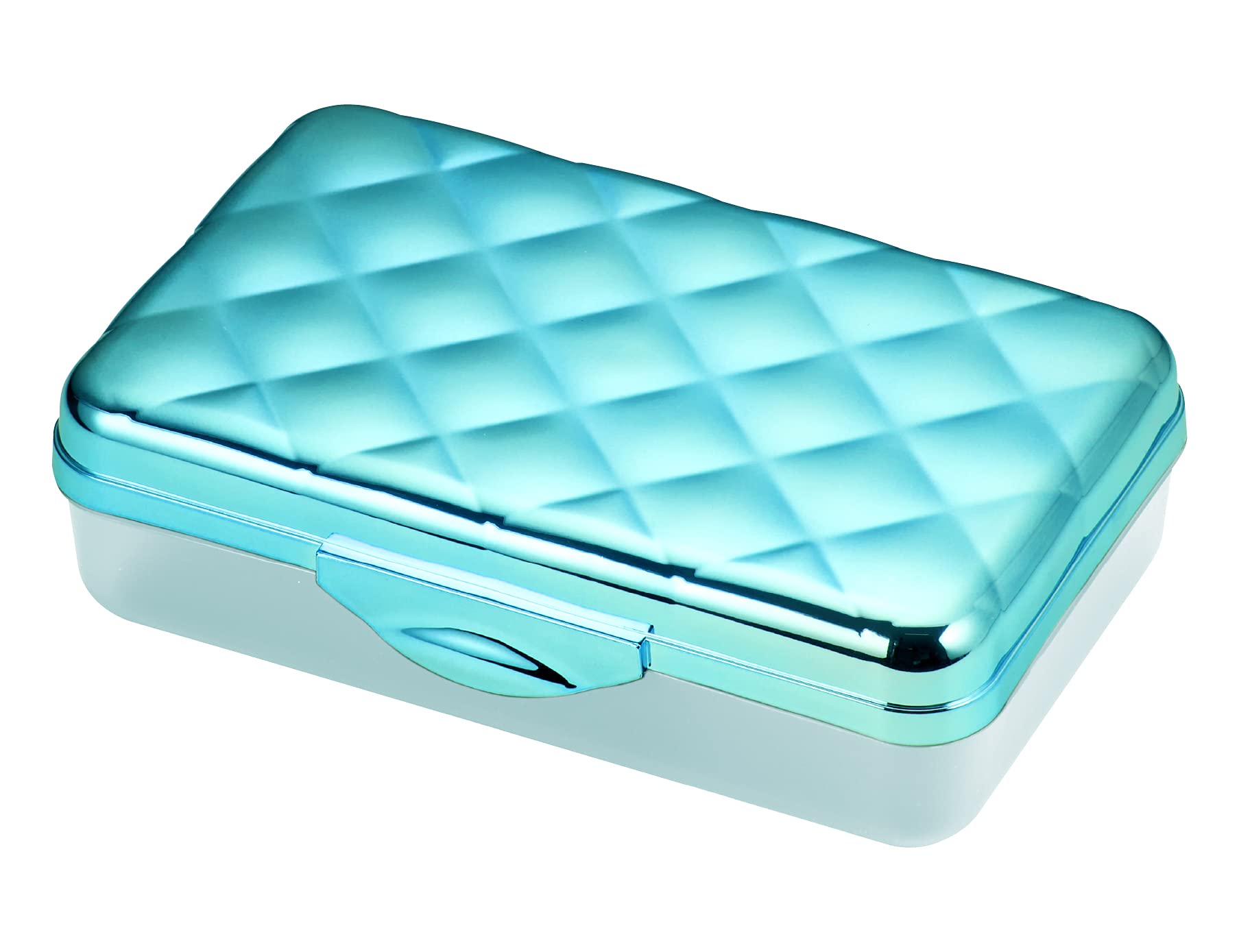 Lockermate By Bostitch Quilted Metallic Pencil Box, Turquoise