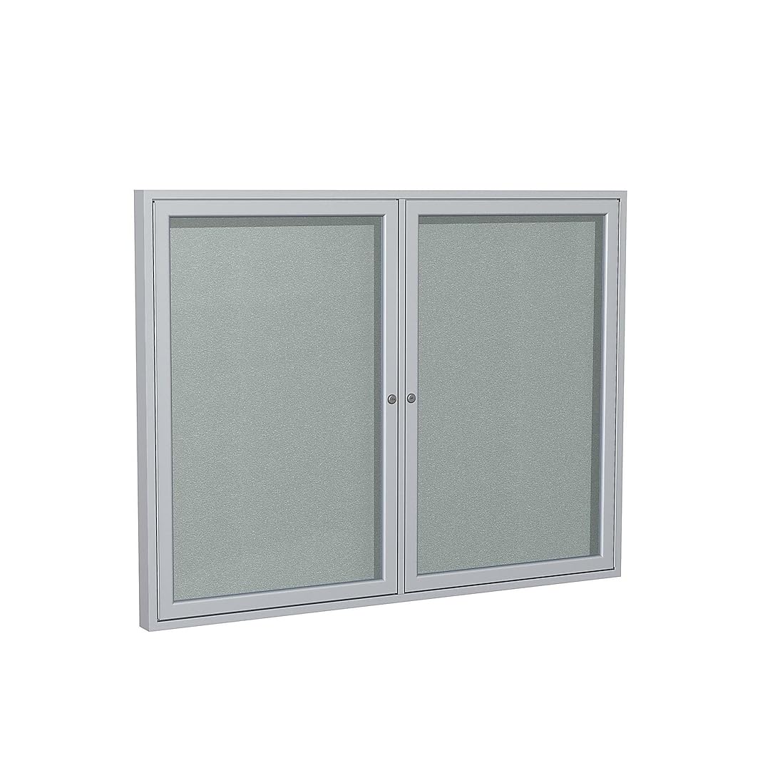 Ghent 2 Door Enclosed Vinyl Bulletin Board with Satin Frame