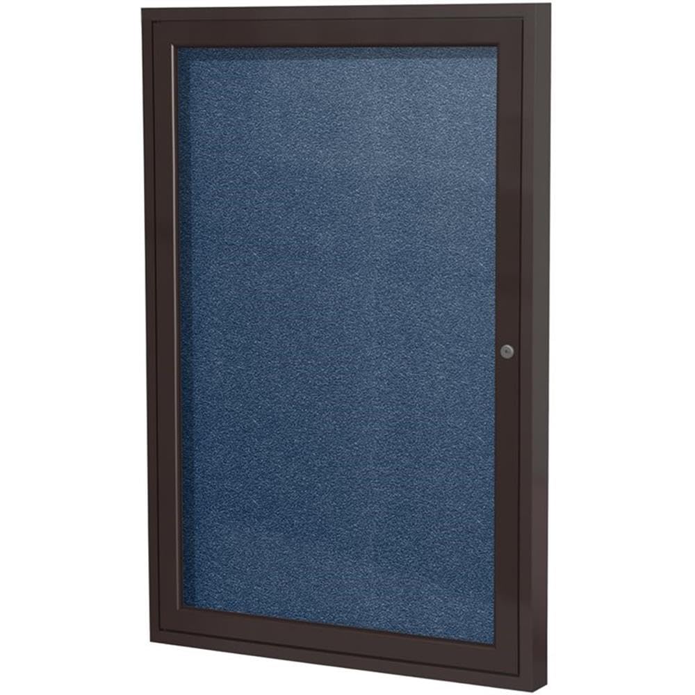 Ghent 1 Door Enclosed Vinyl Bulletin Board, Bronze Frame, 3'H x 2'W, Navy