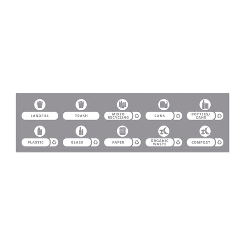 Recycle Label Kit for Slim Jim Recycling Station Billboard, 10 Assorted Messages, 5.59 x 9.55, White/Clear - 1977787