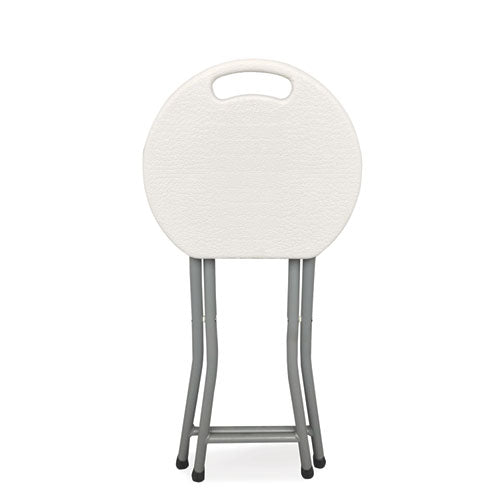 Rough n Ready Folding Stool, Backless, Supports Up to 300 lb, 18" Seat Height, White Seat, Charcoal Base, 4/Carton