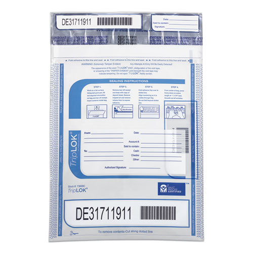 TripLOK Series A Tamper-Evident Bags, 9 x 12, Clear, 500/Carton