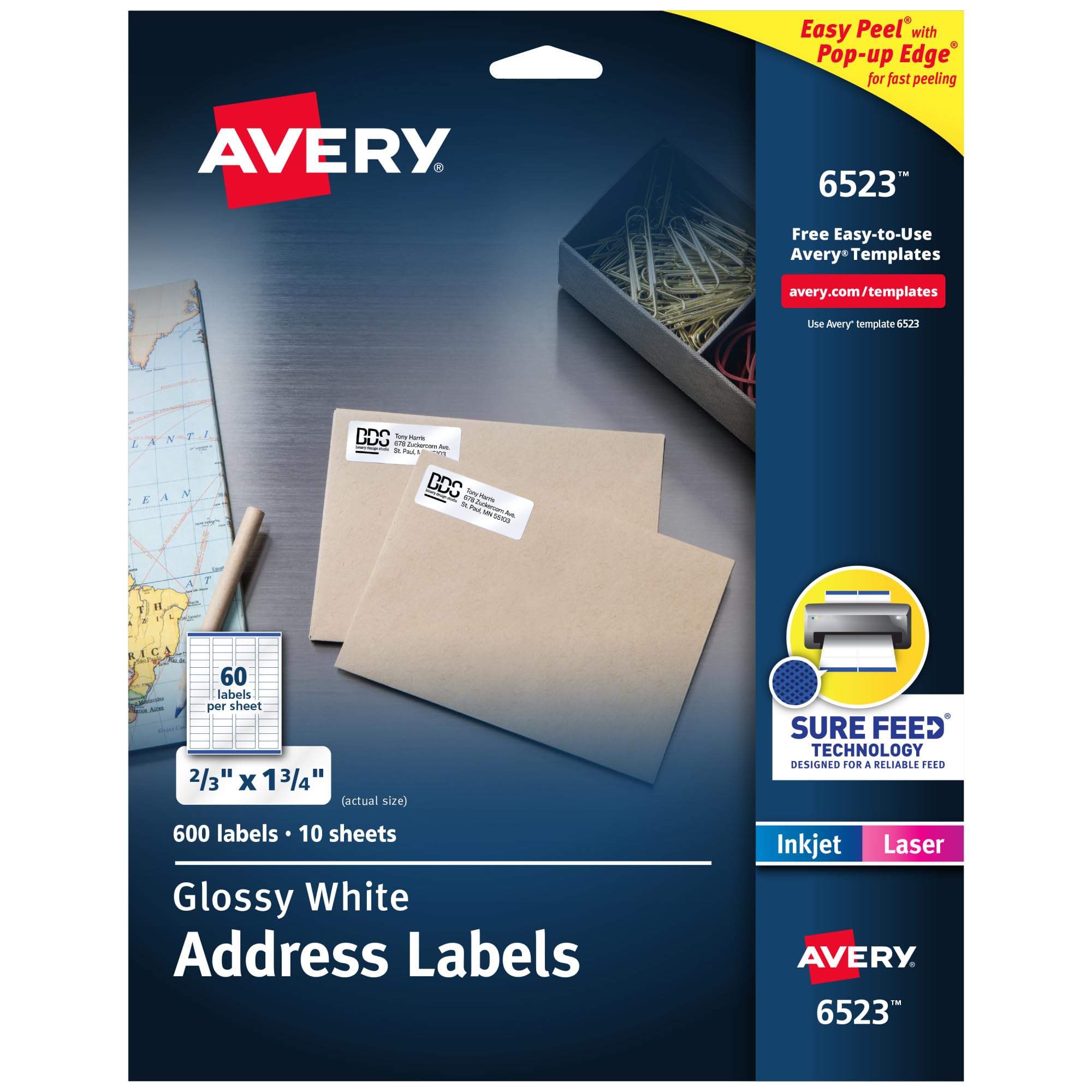 Avery&reg; Easy Peel Glossy Address Labels