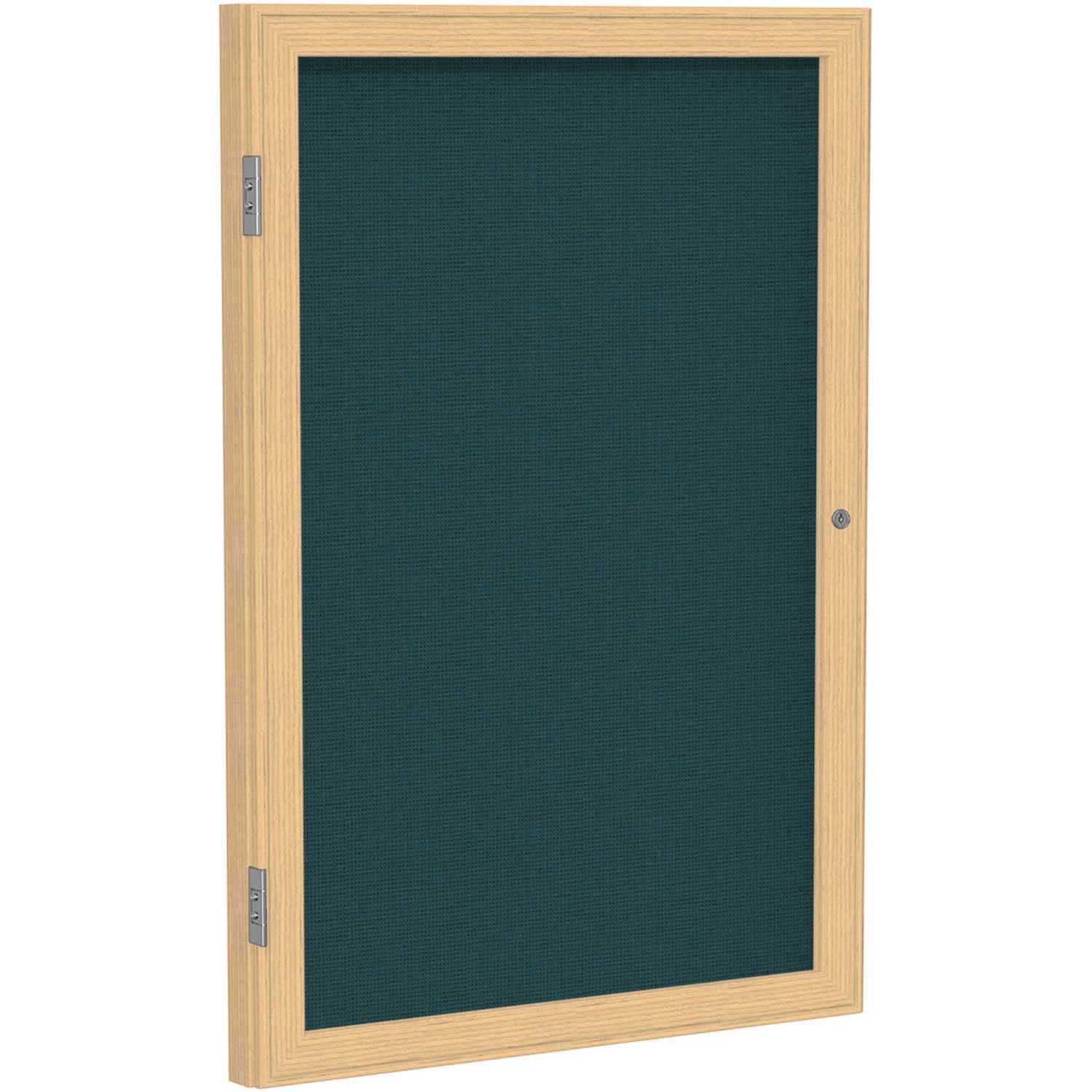 Ghent 1 Door Enclosed Fabric Bulletin Board, Oak Wood Frame, 3'H x 2'W, Blue