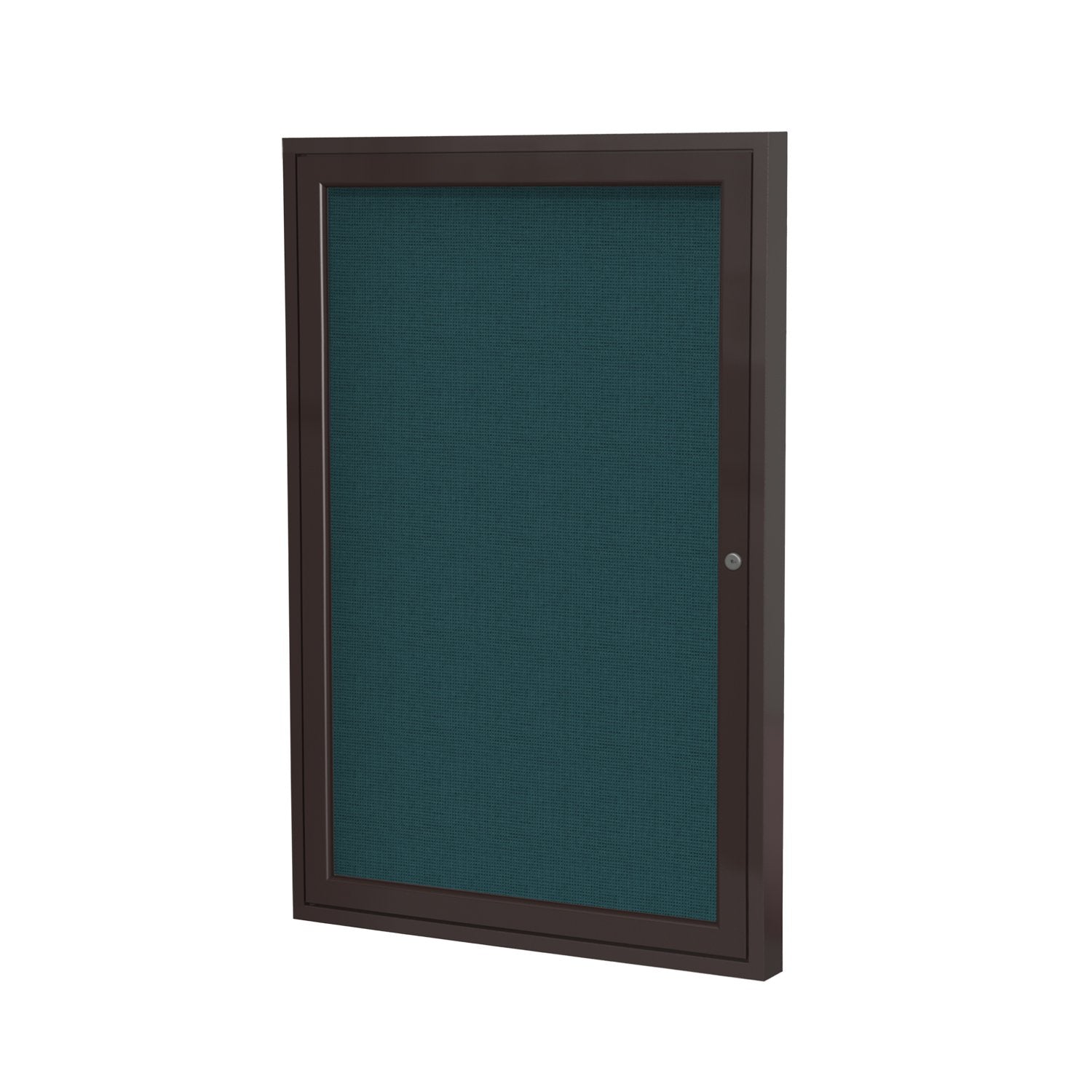 Ghent 1 Door Enclosed Fabric Bulletin Board, Bronze Aluminum Frame, 3'H x 2'W, Blue