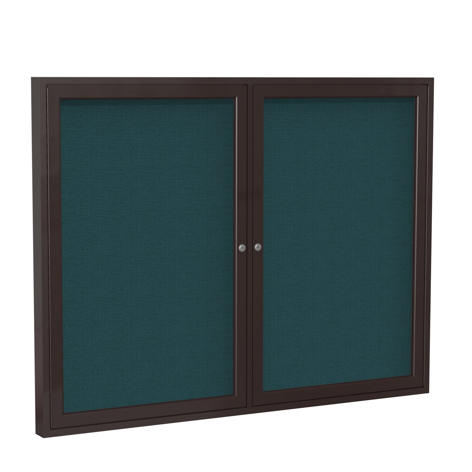 Ghent 2 Door Enclosed Fabric Bulletin Board, Bronze Aluminum Frame, 3'H x 4'W, Blue