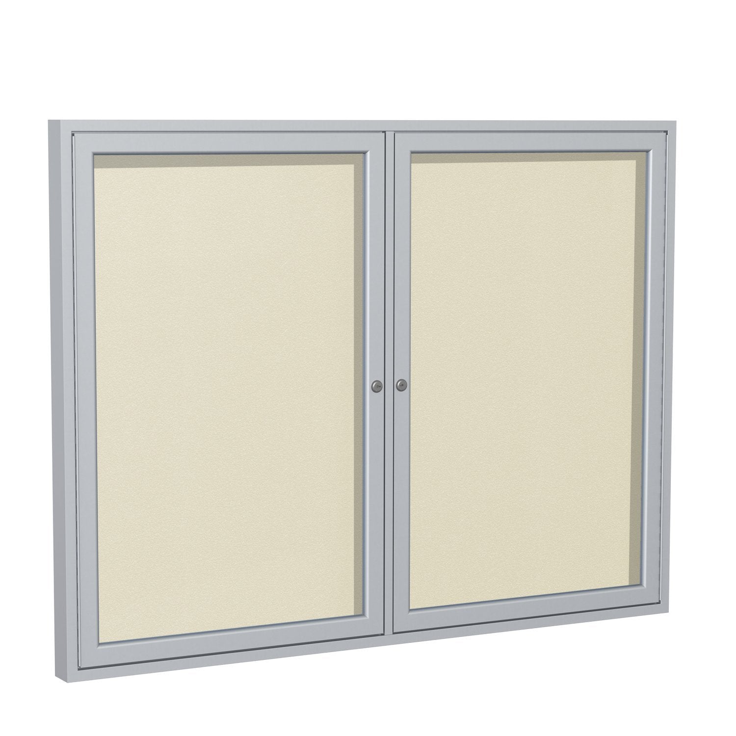 Ghent 2 Door Enclosed Vinyl Bulletin Board with Satin Frame
