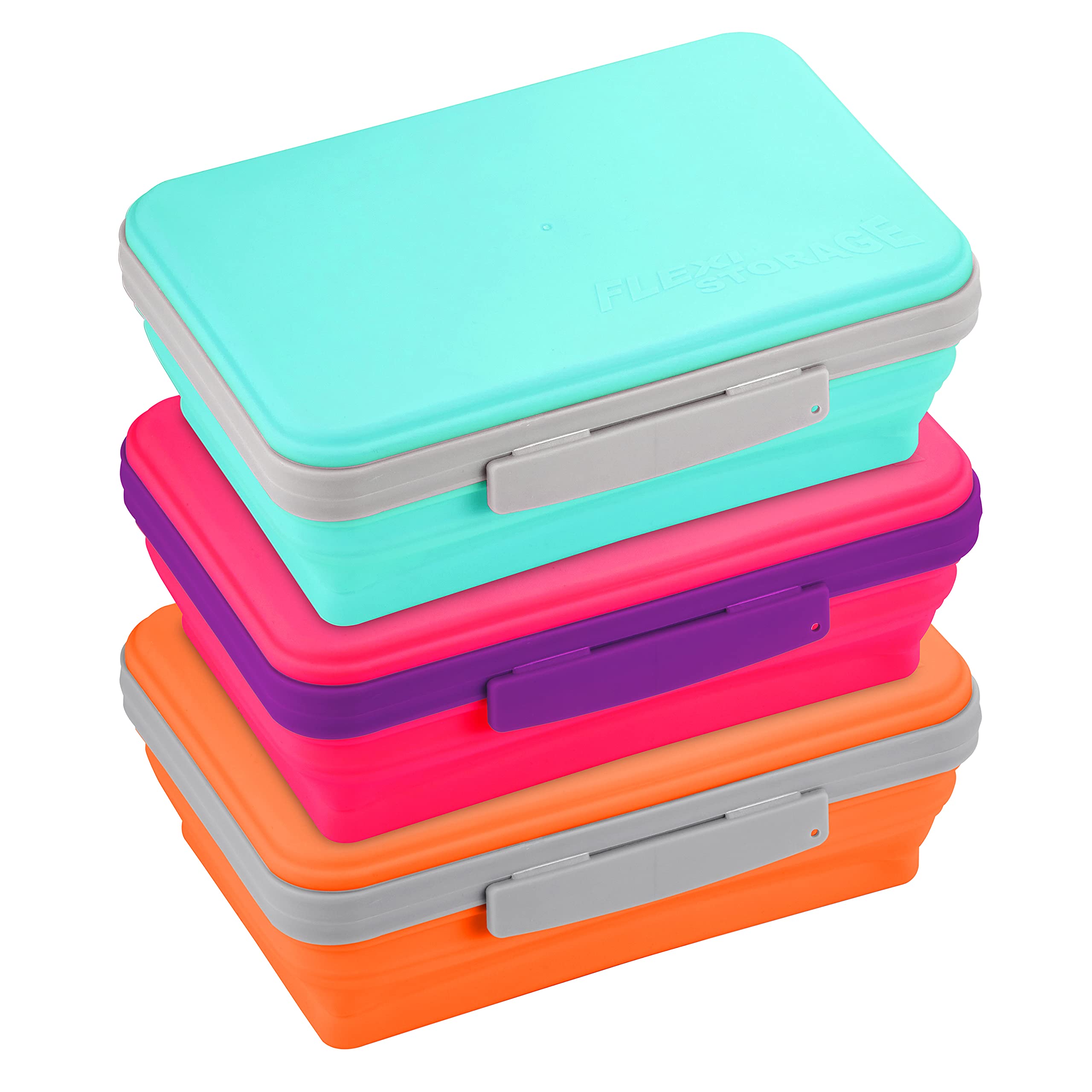 Lockermate By Bostitch Flexi Storage∆ Pencil Box, 3-Pack, Assorted Colors
