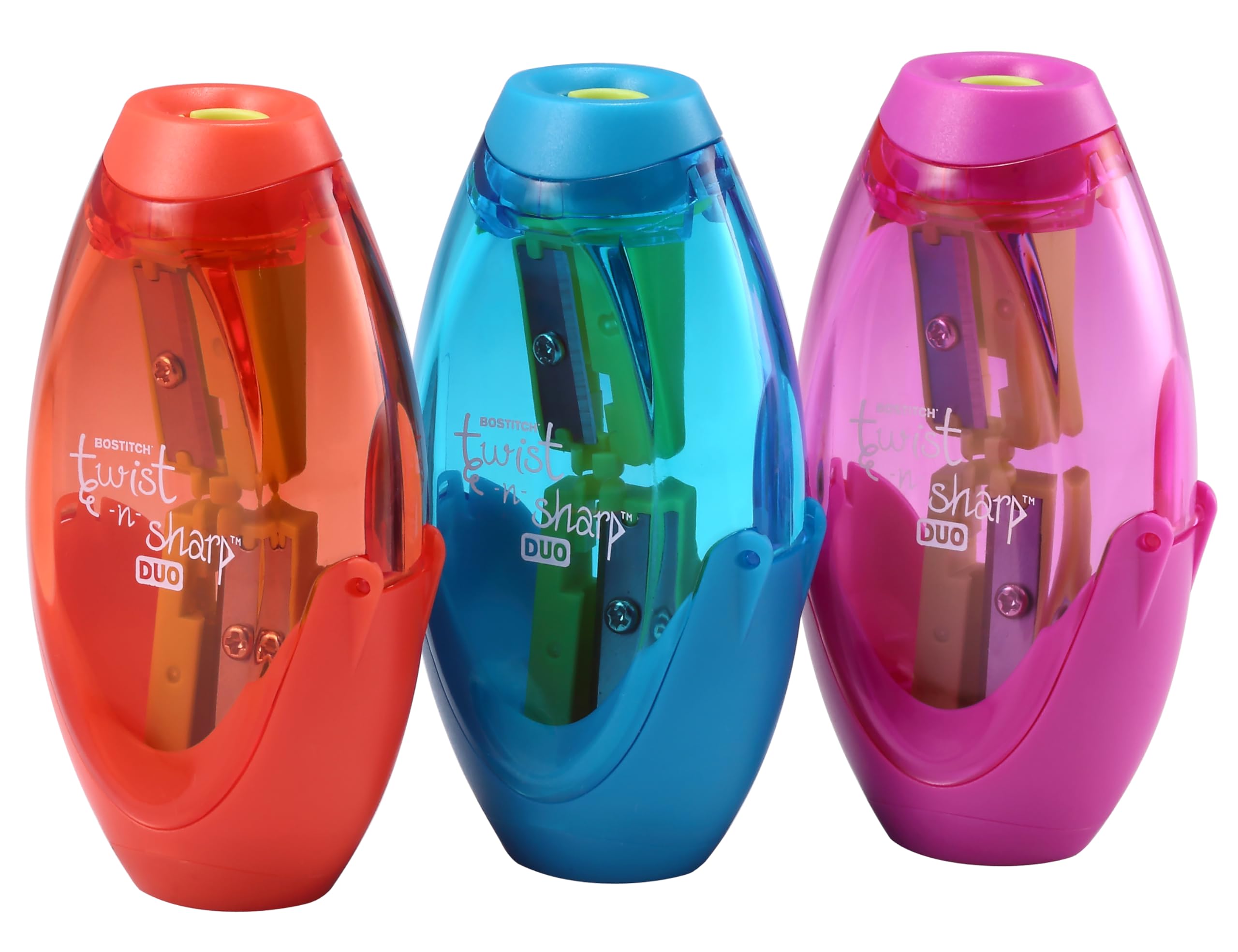 Bostitch Twist-n-Sharp 2-Hole Handheld Pencil Sharpener Pack - Assorted