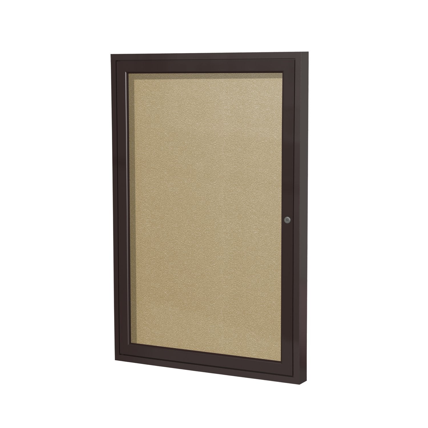Ghent 1 Door Enclosed Vinyl Bulletin Board, Bronze Frame, 3'H x 2'W, Caramel
