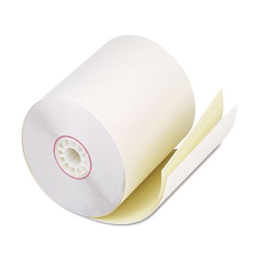 Impact Printing Carbonless Paper Rolls, 2.75" x 90 ft, White/Canary, 50/Carton