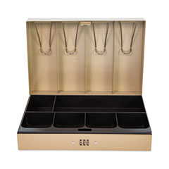 Heavy Duty Lay Flat Cash Box, 6 Compartments, 11.6 x 7.9 x 3.7, Sand