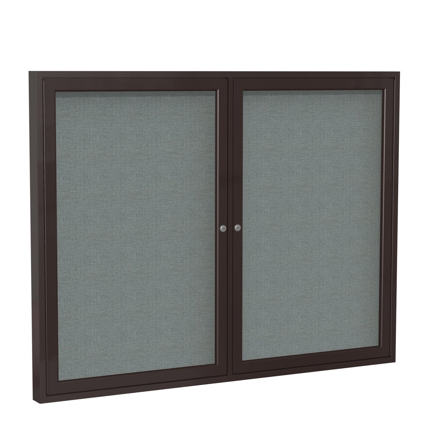 Ghent 2 Door Enclosed Fabric Bulletin Board, Bronze Aluminum Frame, 3'H x 4'W, Gray