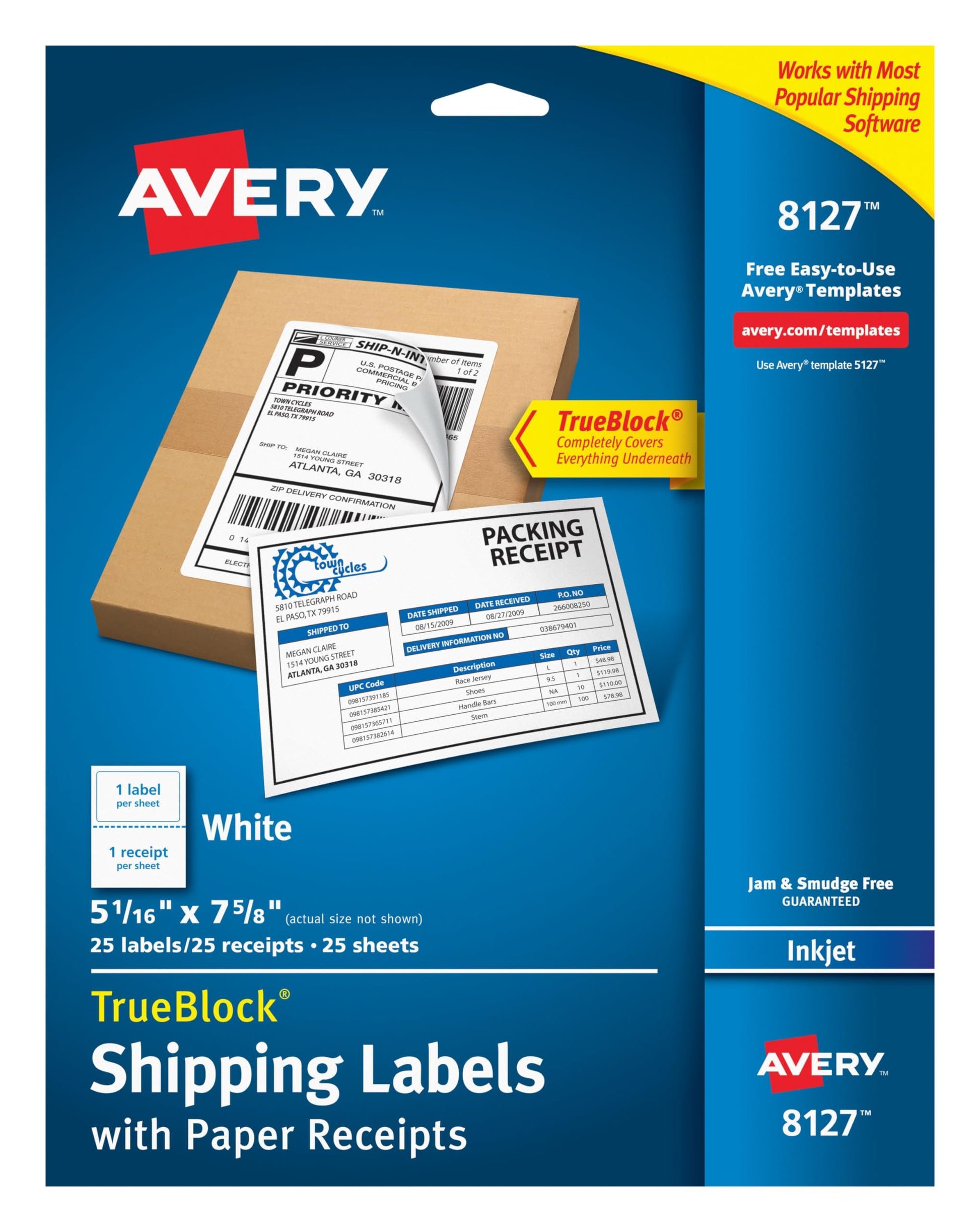 Avery&reg; TrueBlock Paper Receipt Shipping Labels