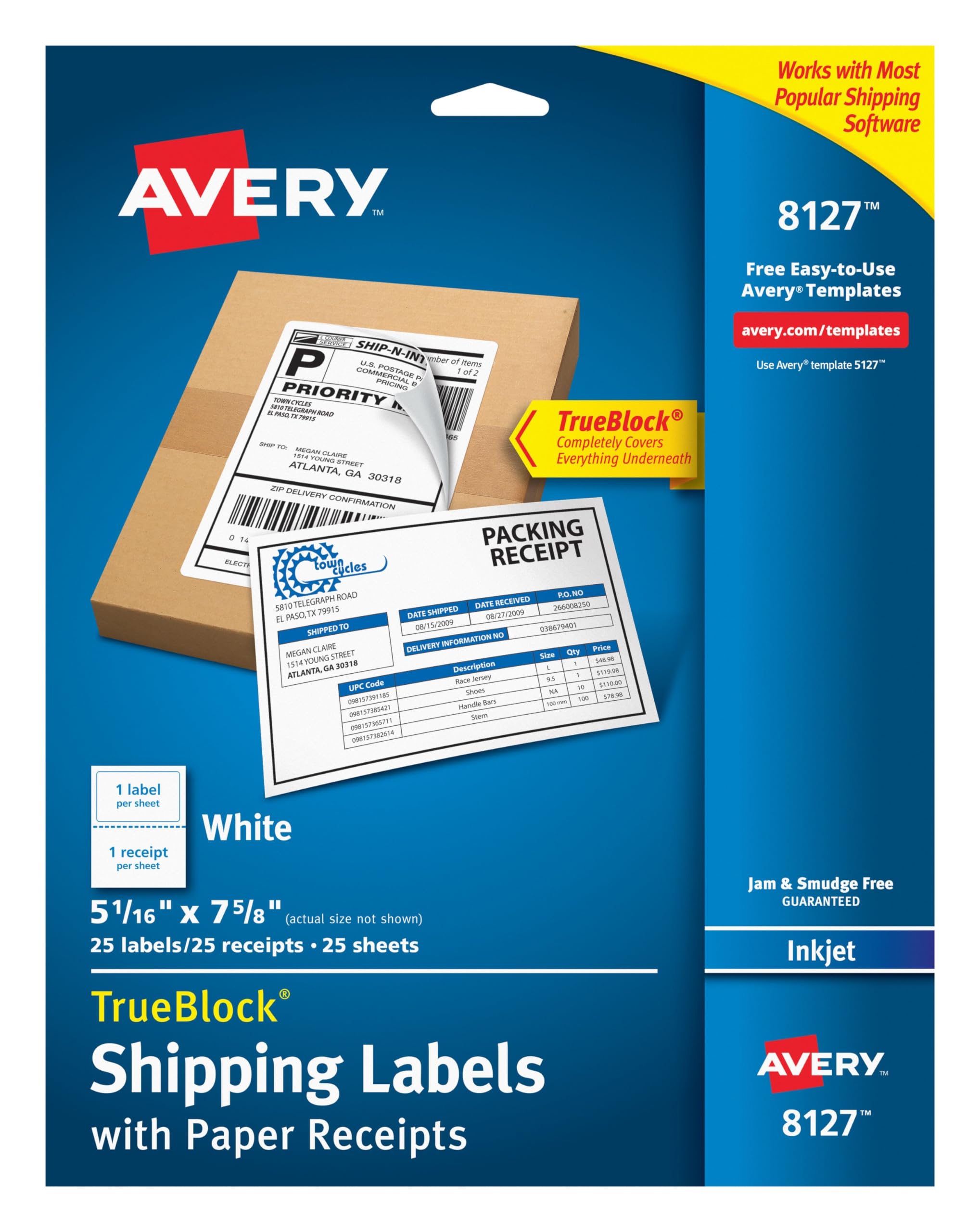 Avery&reg; TrueBlock Paper Receipt Shipping Labels