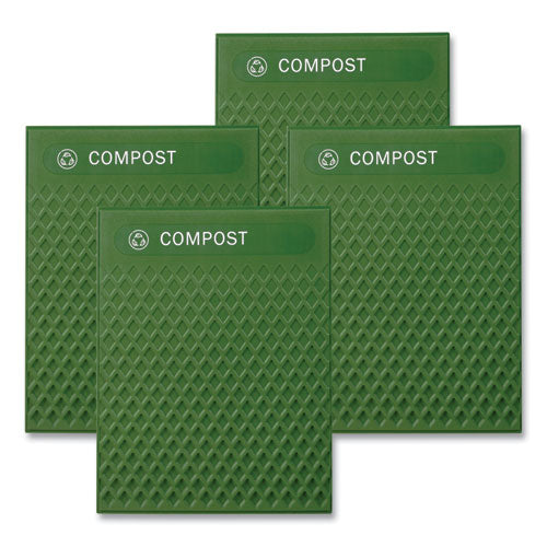 Medium Prelabeled Compost Waste Panels for Tailor and Landmark Series Containers, 20.72" x 0.5" x 27.95", Green, 4/Carton - 2182673