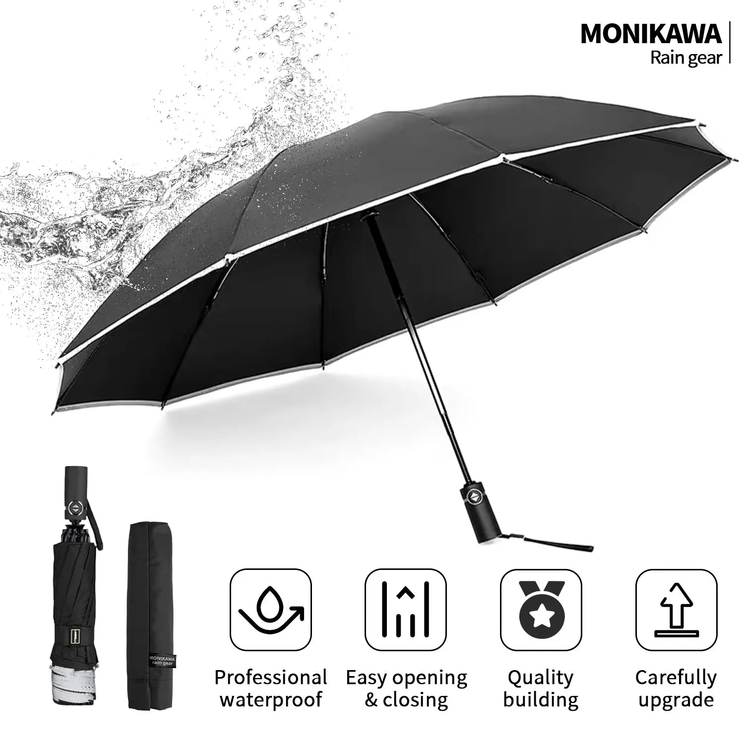 Umbrella closing wet side inward
