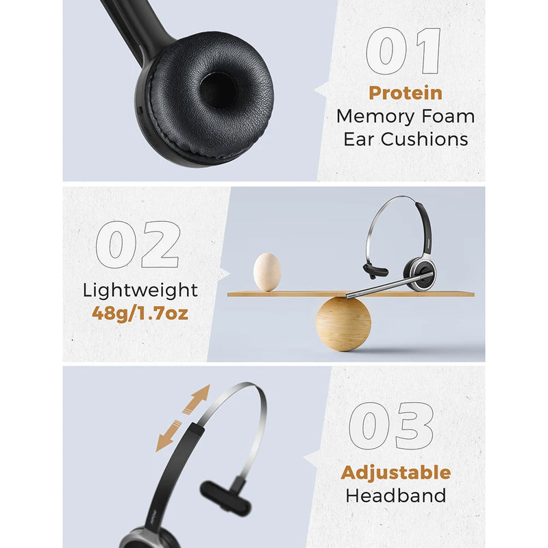 Bluetooth Headset with Noise-Canceling Mic, view 6