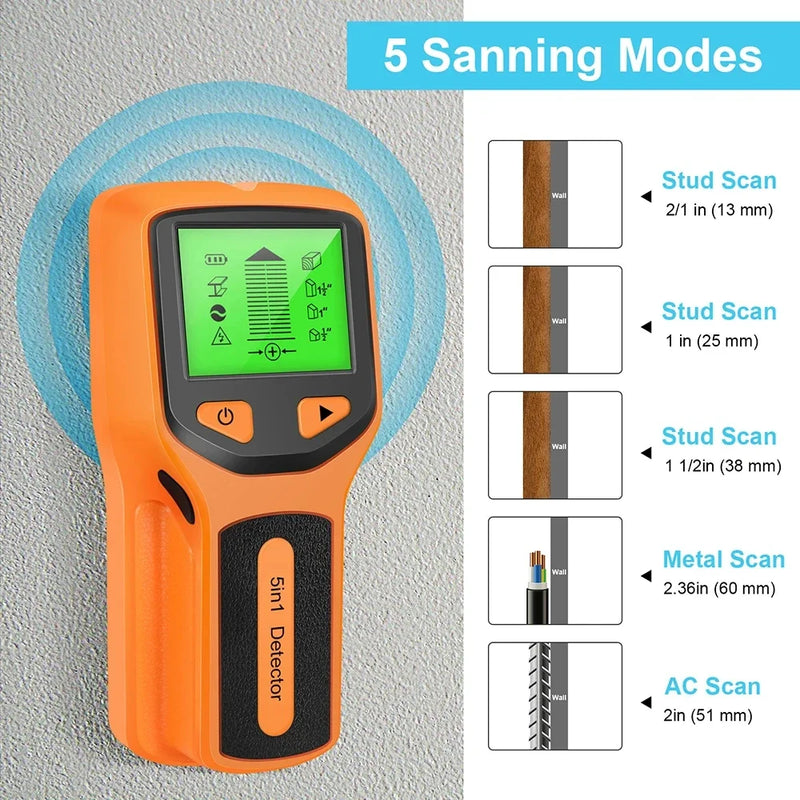 5-in-1 Stud Finder with Metal and AC Detection