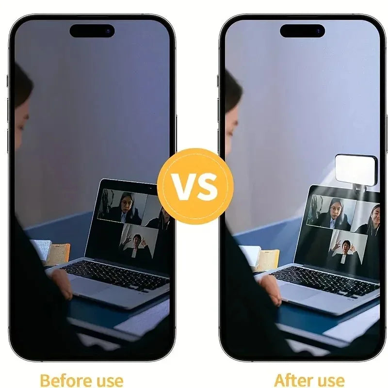 Clip-on ring light attached to a laptop