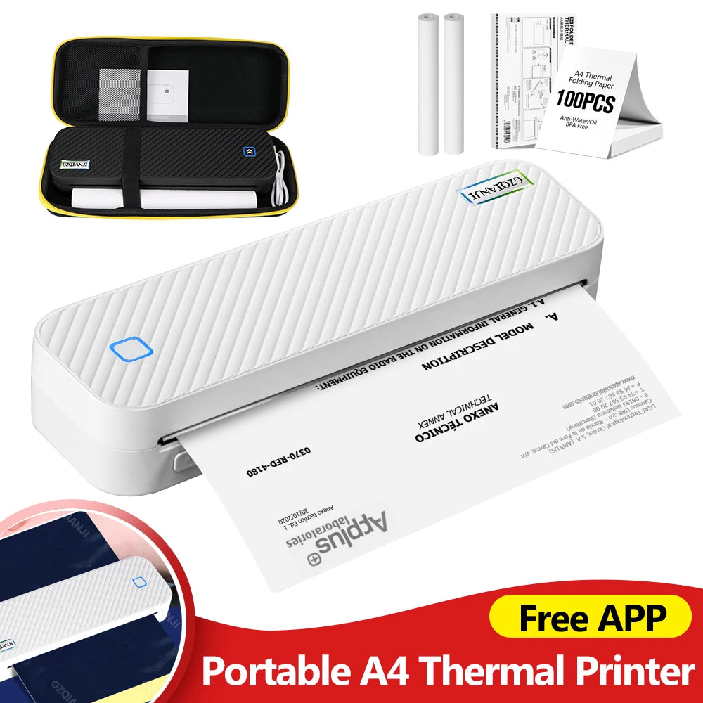 Portable A4 Thermal Printer with Carry Case